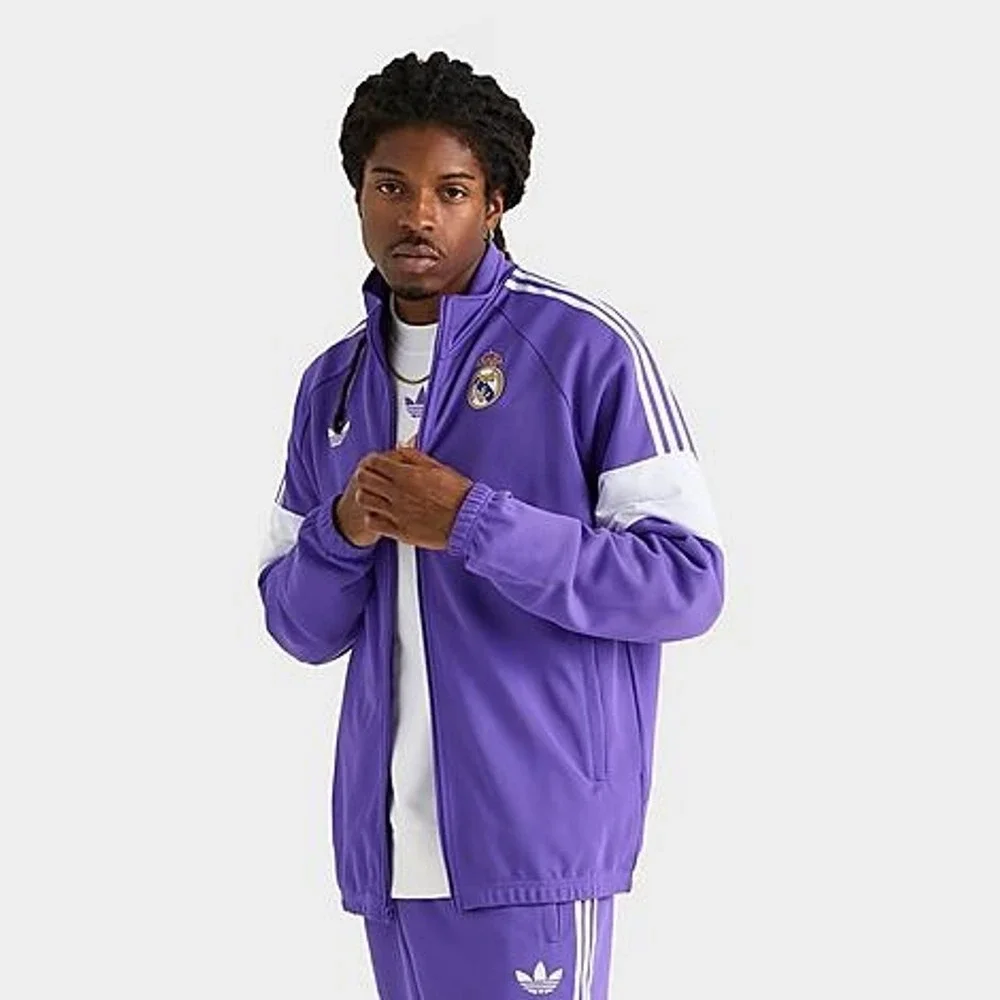 Adidas Real Madrid Lifestyler Track Jacket Men's 2XL Purple White KC7790 Soccer
